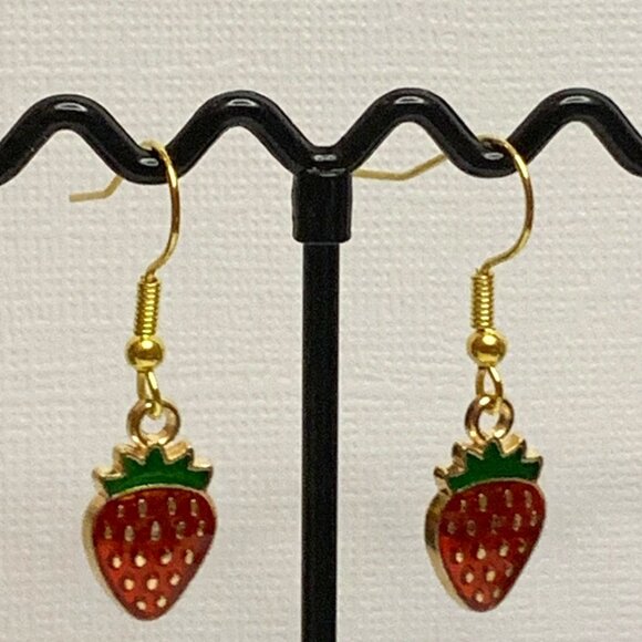 Strawberry Earring, Fruit Earring, Funny Food Earring, Berry Earring, Gift … - Picture 3 of 4